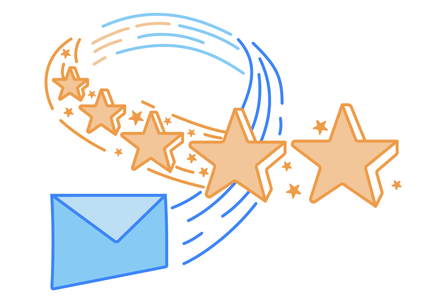 Illustration symbolizing review request emails